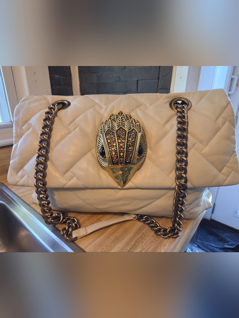 Kurt Geiger NWT Creme Quilted Macro Kensington GORGEOUS - Picture 2 of 11